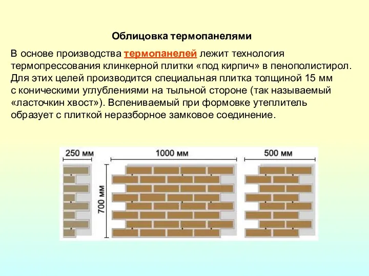 Облицовка термопанелями В основе производства термопанелей лежит технология термопрессования клинкерной