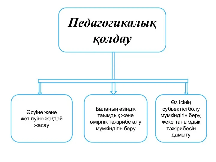 Педагогикалық қолдау Өсуіне және жетілуіне жағдай жасау Баланың өзіндік таымдық