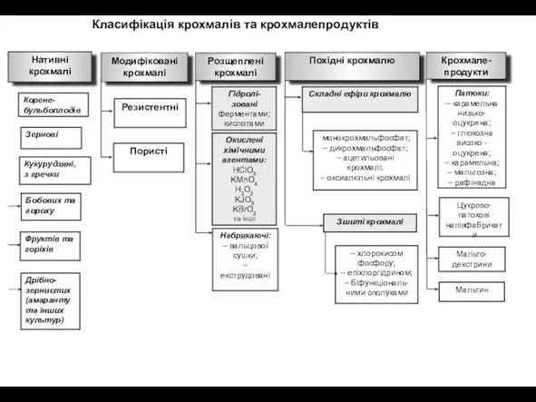 Класифікація крохмалів та крохмалепродуктів