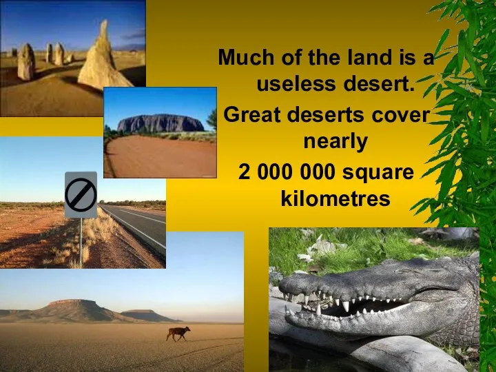 Much of the land is a useless desert. Great deserts