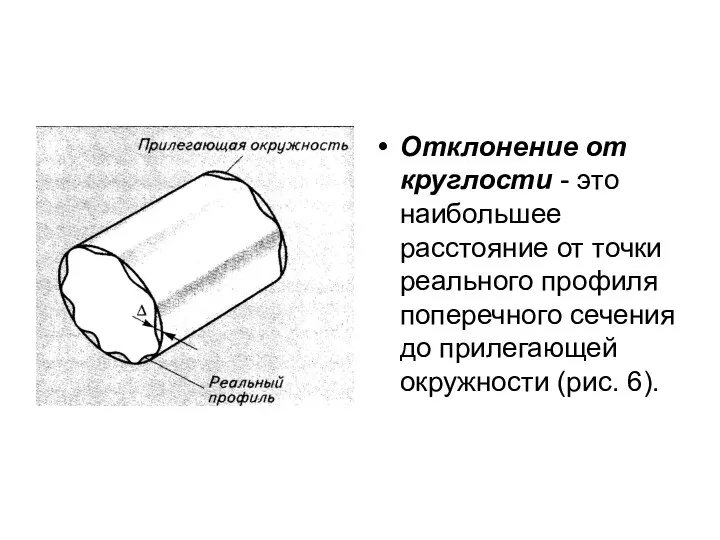 Отклонение от круглости - это наибольшее расстояние от точки реального