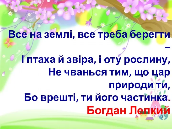 Все на землі, все треба берегти – І птаха й