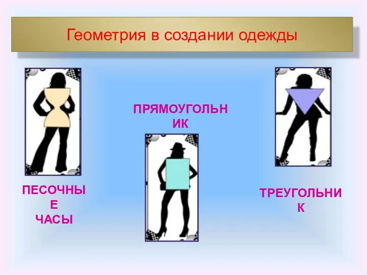 Геометрия в создании одежды ПЕСОЧНЫЕ ЧАСЫ ПРЯМОУГОЛЬНИК ТРЕУГОЛЬНИК