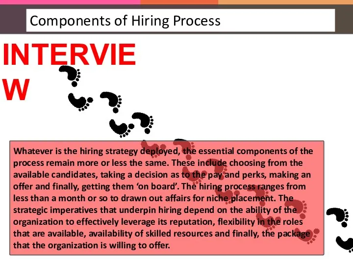 INTERVIEW Whatever is the hiring strategy deployed, the essential components of the process
