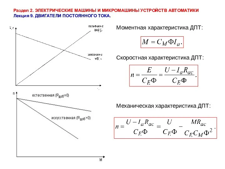 Раздел 2. ЭЛЕКТРИЧЕСКИЕ МАШИНЫ И МИКРОМАШИНЫ УСТРОЙСТВ АВТОМАТИКИ Лекция 9.