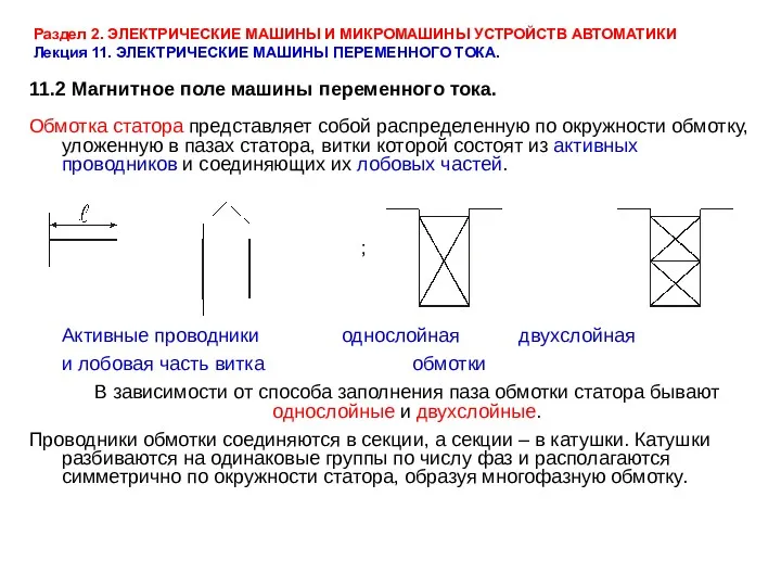 Раздел 2. ЭЛЕКТРИЧЕСКИЕ МАШИНЫ И МИКРОМАШИНЫ УСТРОЙСТВ АВТОМАТИКИ Лекция 11.