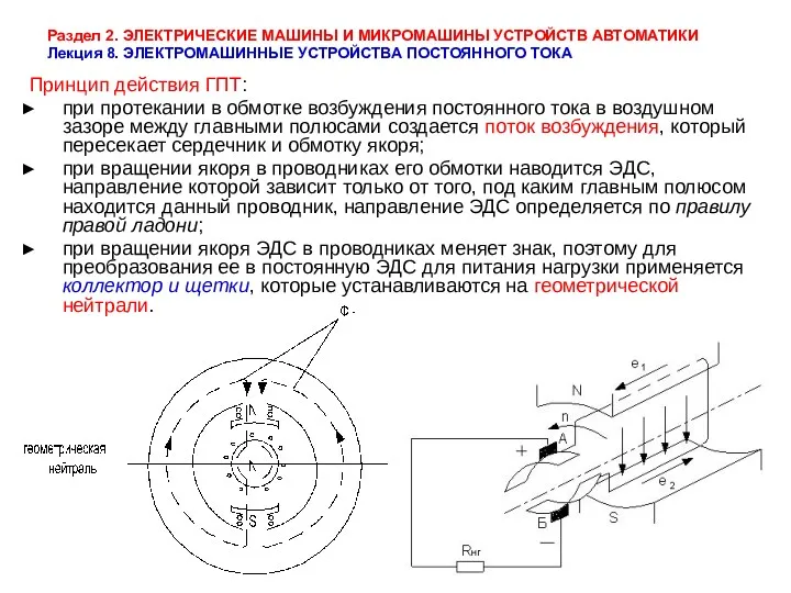 Раздел 2. ЭЛЕКТРИЧЕСКИЕ МАШИНЫ И МИКРОМАШИНЫ УСТРОЙСТВ АВТОМАТИКИ Лекция 8.