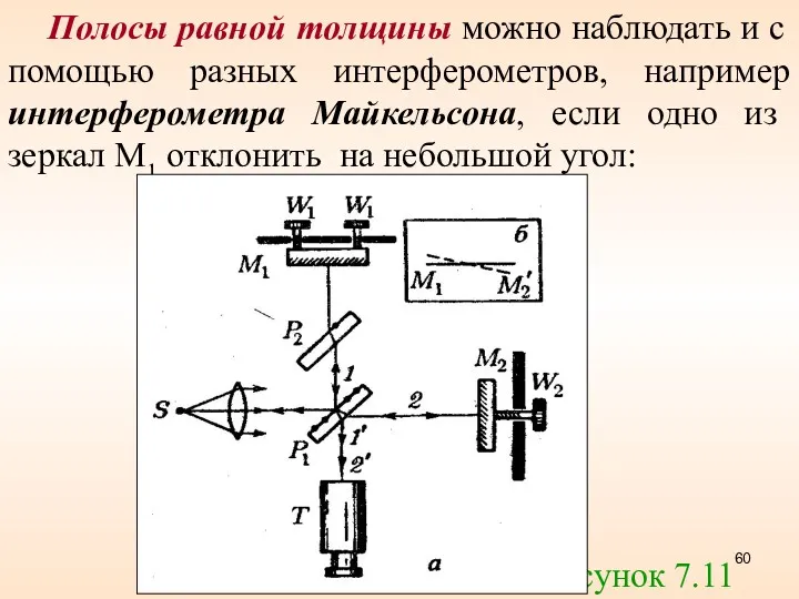 Полосы равной толщины можно наблюдать и с помощью разных интерферометров,