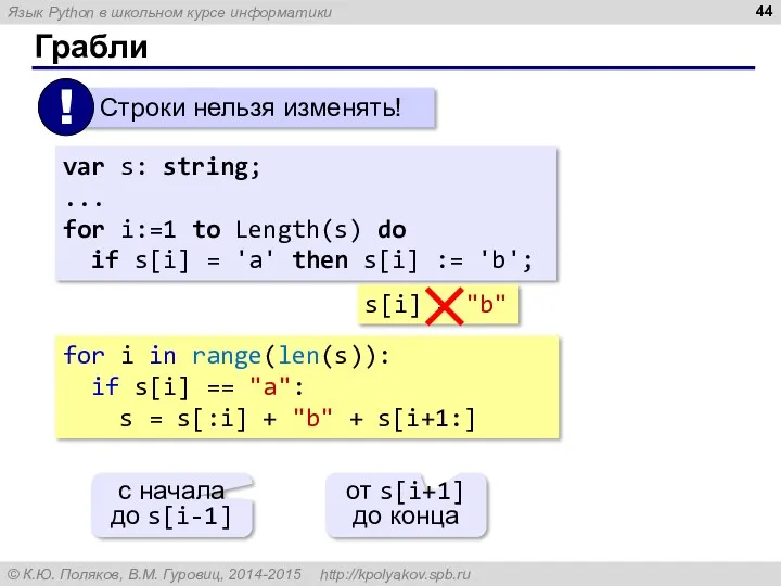 Грабли var s: string; ... for i:=1 to Length(s) do