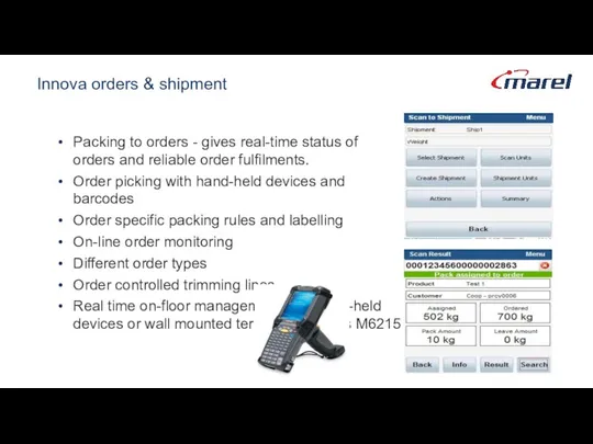 Innova orders & shipment Packing to orders - gives real-time status of orders