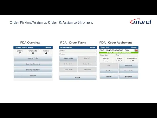 Order Picking/Assign to Order & Assign to Shipment PDA Overview PDA - Order