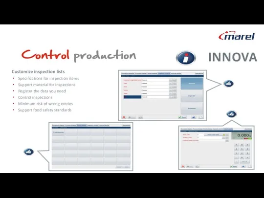 INNOVA Customize inspection lists Specifications for inspection items Support material for inspections Register