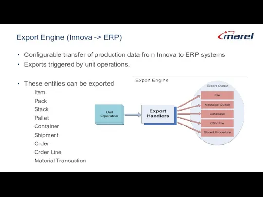 Export Engine (Innova -> ERP) Configurable transfer of production data