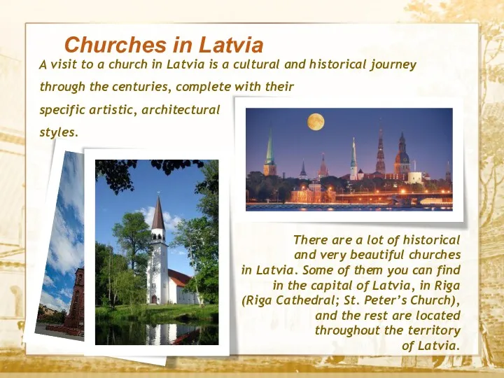 Текст Churches in Latvia A visit to a church in