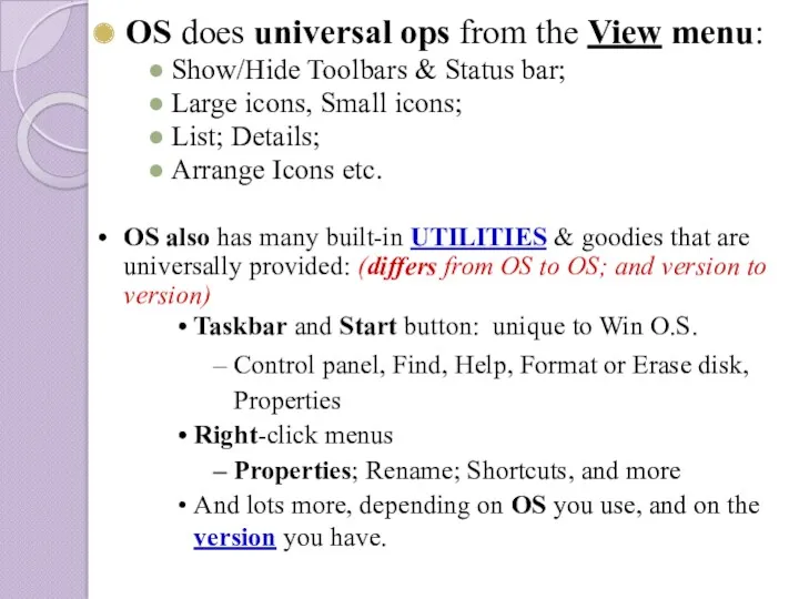 OS does universal ops from the View menu: Show/Hide Toolbars