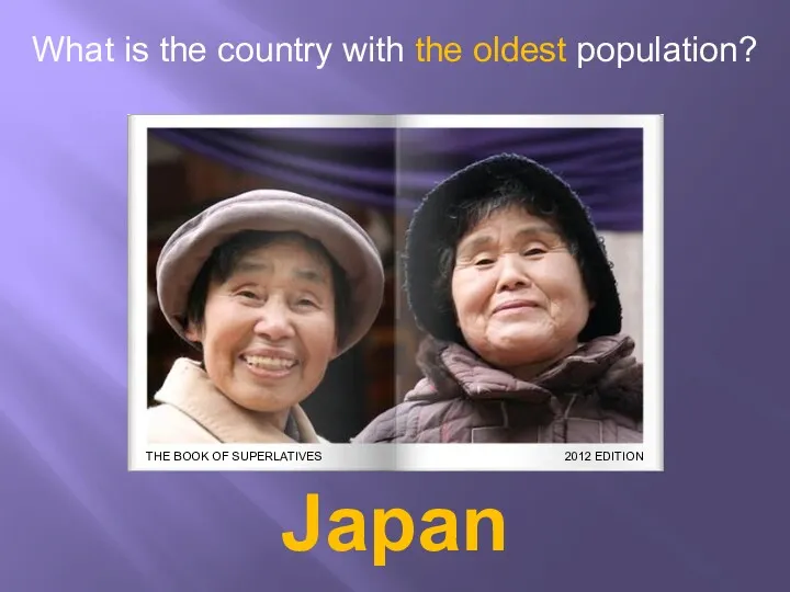 What is the country with the oldest population? Japan