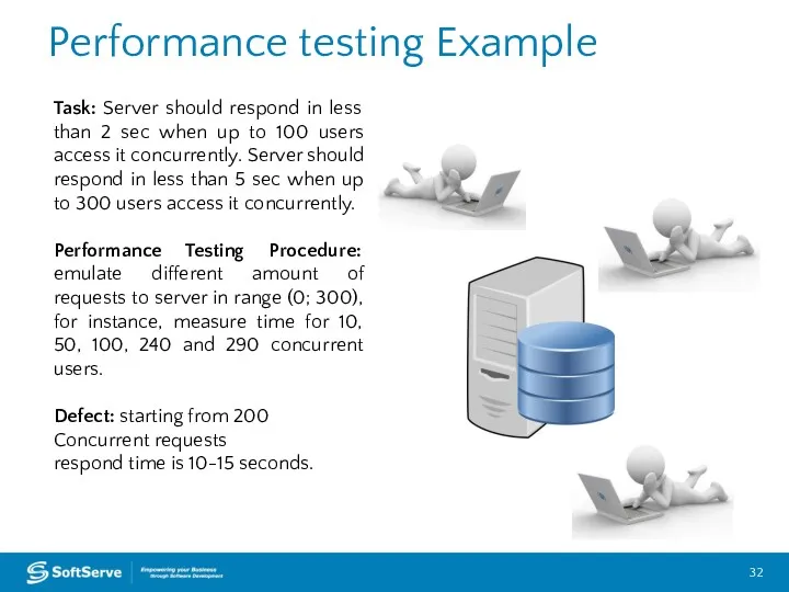 Performance testing Example Task: Server should respond in less than