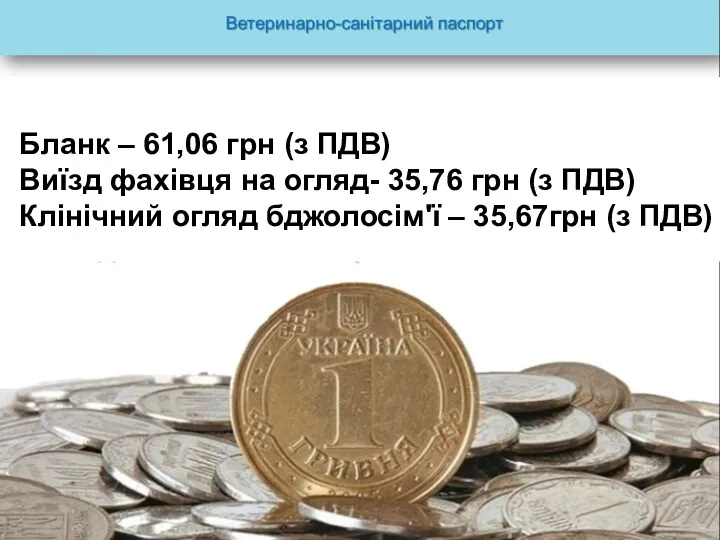 Бланк – 61,06 грн (з ПДВ) Виїзд фахівця на огляд-