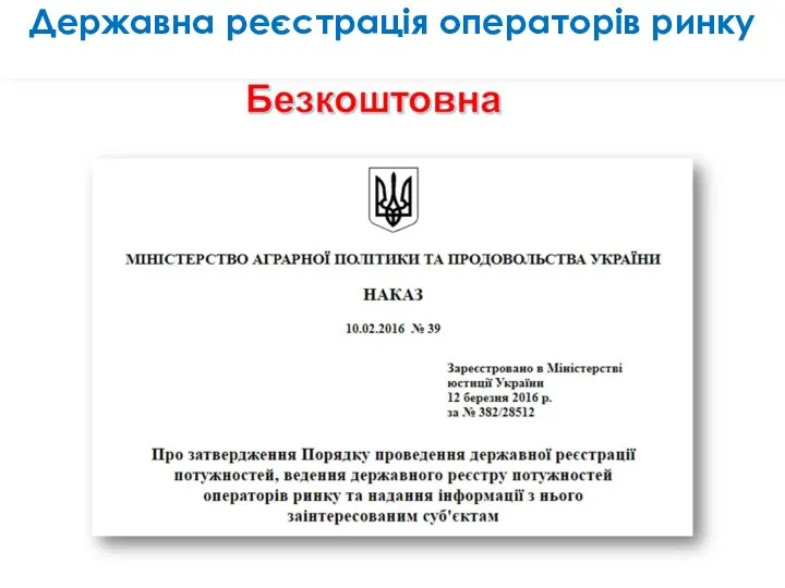 Державна реєстрація операторів ринку