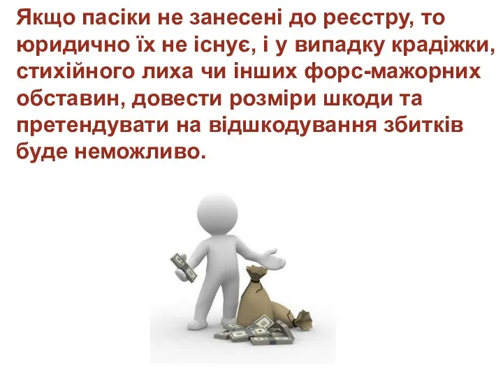 Якщо пасіки не занесені до реєстру, то юридично їх не