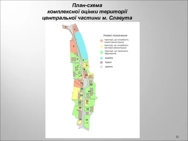План-схема комплексної оцінки території центральної частини м. Славута