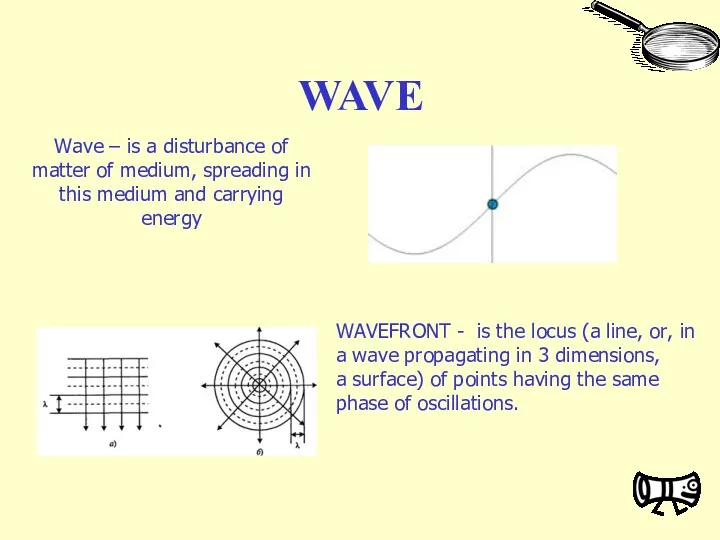 WAVE WAVEFRONT - is the locus (a line, or, in