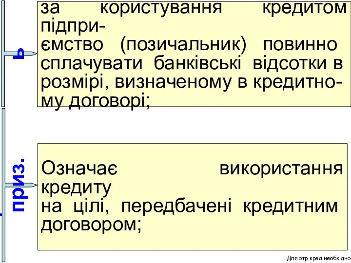 за користування кредитом підпри- ємство (позичальник) повинно сплачувати банківські відсотки