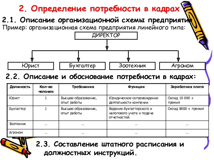 2. Определение потребности в кадрах 2.1. Описание организационной схемы предприятия