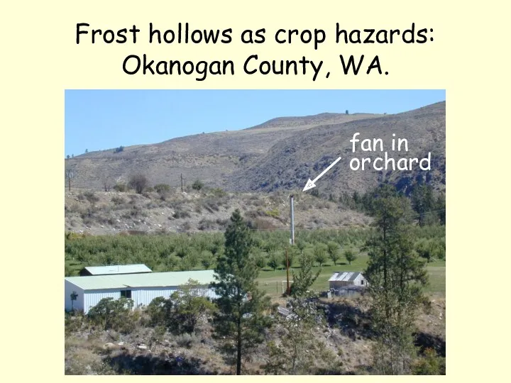 Frost hollows as crop hazards: Okanogan County, WA. fan in orchard