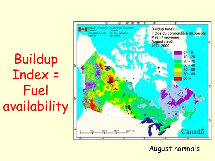 Buildup Index = Fuel availability August normals