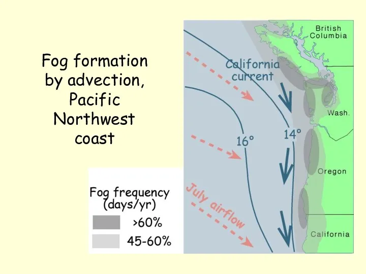 Fog formation by advection, Pacific Northwest coast