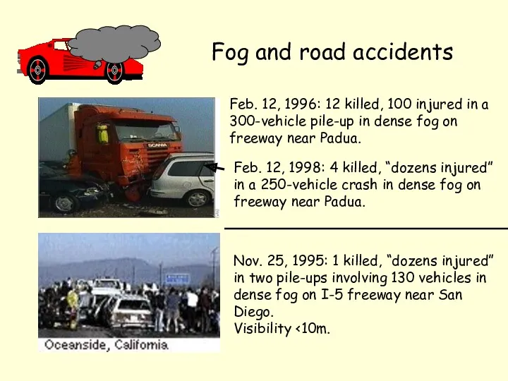 Fog and road accidents Feb. 12, 1996: 12 killed, 100 injured in a