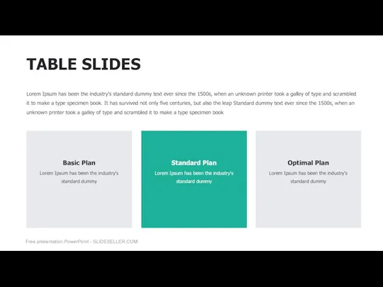 TABLE SLIDES Lorem Ipsum has been the industry's standard dummy text ever since