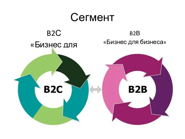 Сегмент B2С «Бизнес для клиентов» B2В «Бизнес для бизнеса»