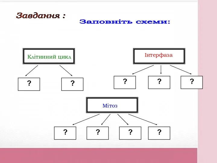 Завдання : Заповніть схеми: ? ? ? ? ? ?