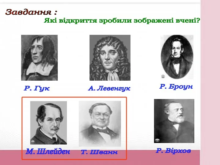 Завдання : Які відкриття зробили зображені вчені? Р. Гук А.