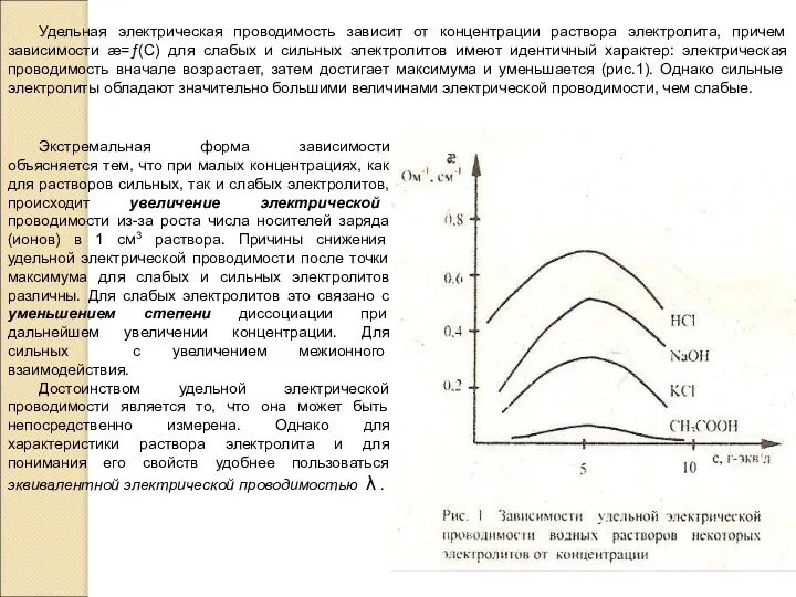 Экстремальная форма зависимости объясняется тем, что при малых концентрациях, как