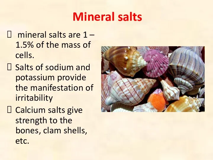 Mineral salts mineral salts are 1 – 1.5% of the