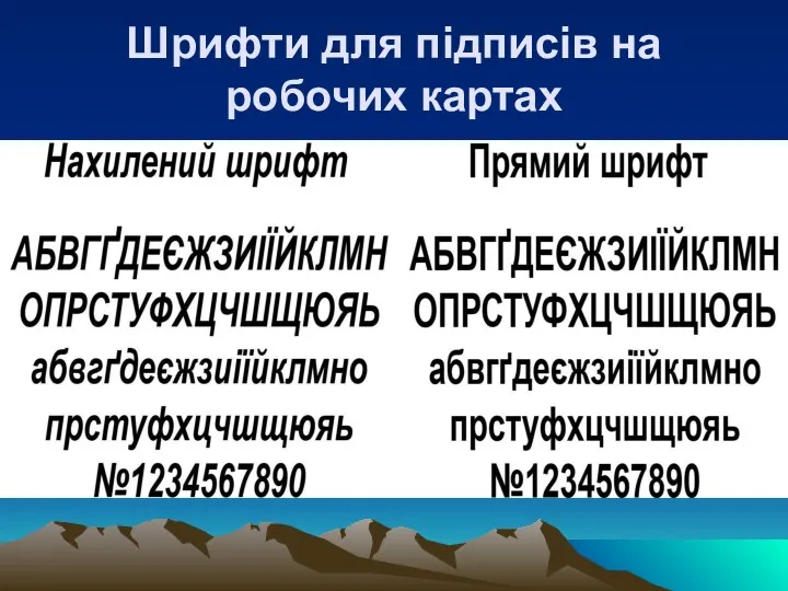 Шрифти для підписів на робочих картах