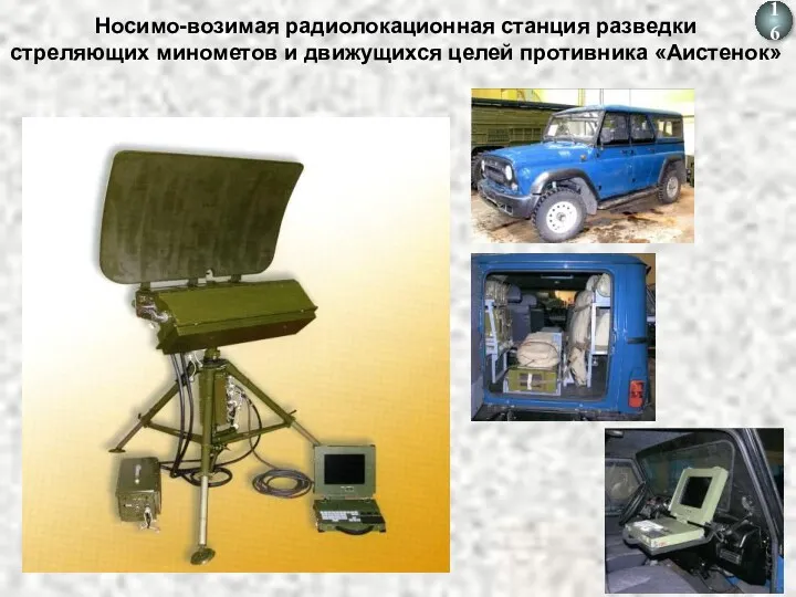 Носимо-возимая радиолокационная станция разведки стреляющих минометов и движущихся целей противника «Аистенок»