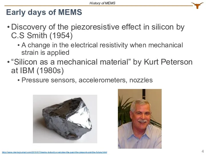 Discovery of the piezoresistive effect in silicon by C.S Smith