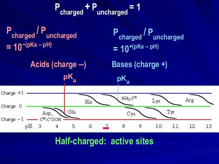 − Half-charged: active sites pKa | | pKa | |