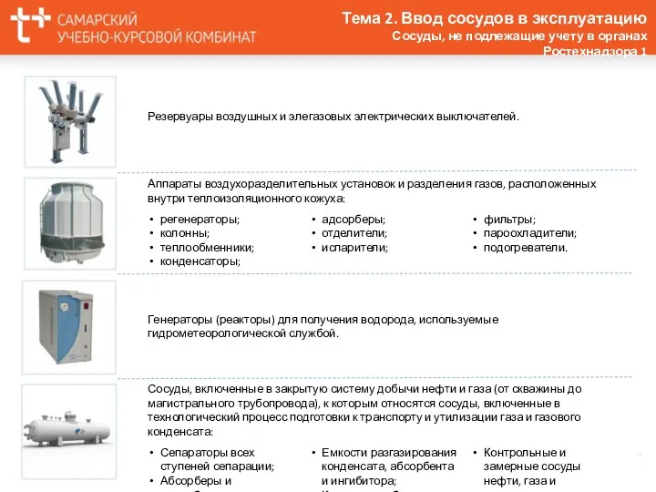 Тема 2. Ввод сосудов в эксплуатацию Сосуды, не подлежащие учету в органах Ростехнадзора 1