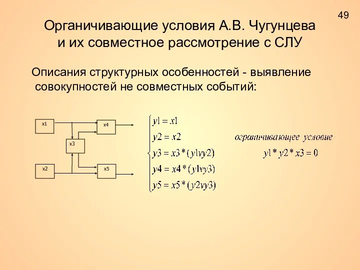 Органичивающие условия А.В. Чугунцева и их совместное рассмотрение с СЛУ Описания структурных особенностей