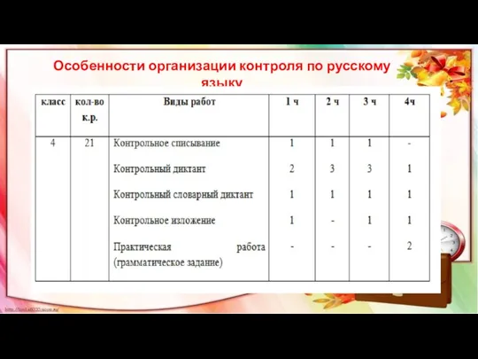 Особенности организации контроля по русскому языку