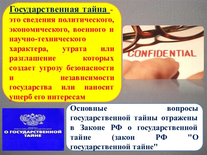 Государственная тайна - это сведения политического, экономического, военного и научно-технического