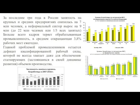 За последние три года в России занятость на крупных и