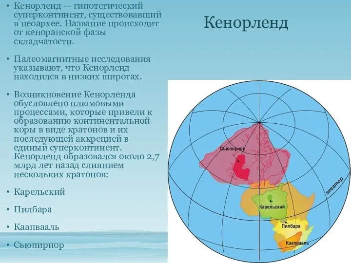 Кенорленд Кенорленд — гипотетический суперконтинент, существовавший в неоархее. Название происходит