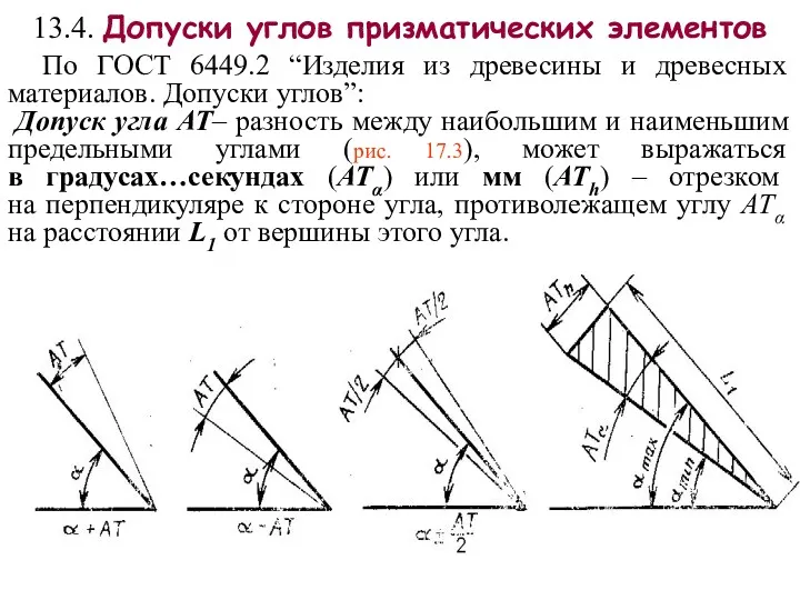 13.4. Допуски углов призматических элементов По ГОСТ 6449.2 “Изделия из