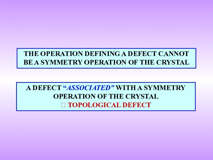 THE OPERATION DEFINING A DEFECT CANNOT BE A SYMMETRY OPERATION